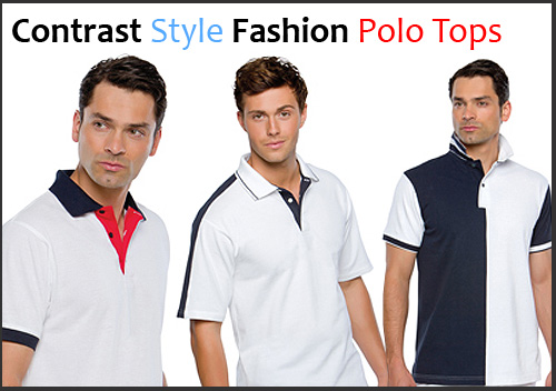 contrast style pique polo for mens